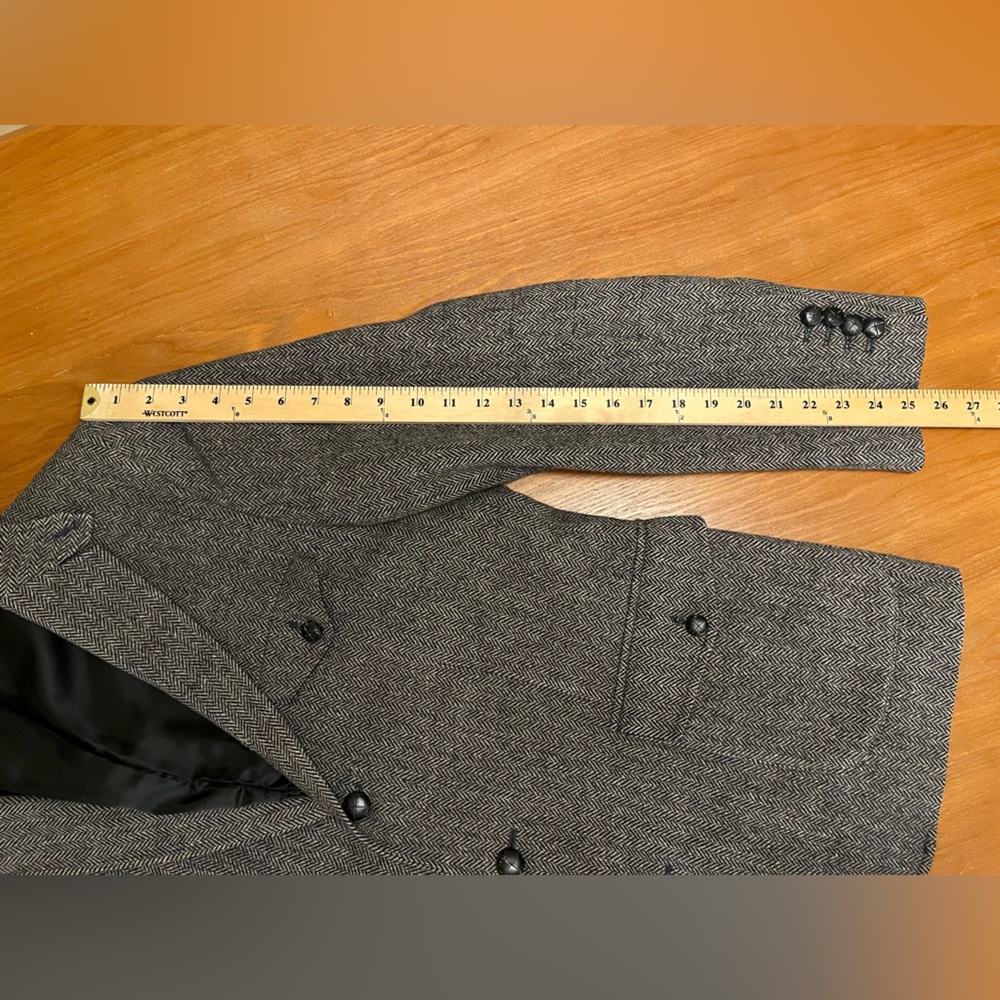 Men's Lands' End Canvas Gray Herringbone Tweed Wool Sport Coat Blazer Size: 44 - Picture 6 of 8